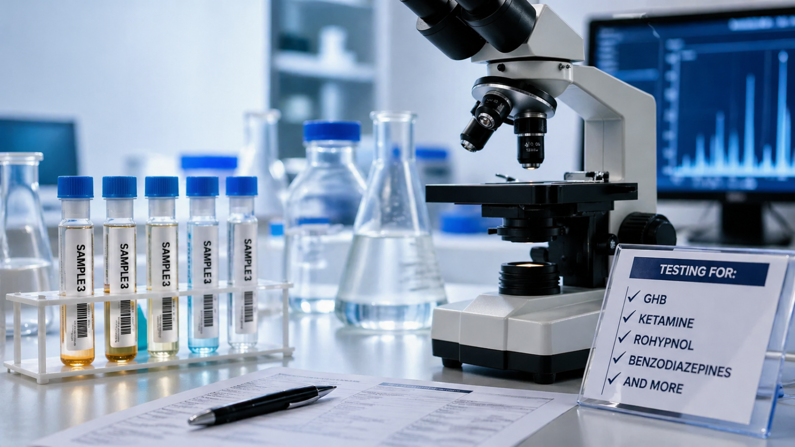 Laboratory analysis using GC-MS to detect substances in forensic drug testing