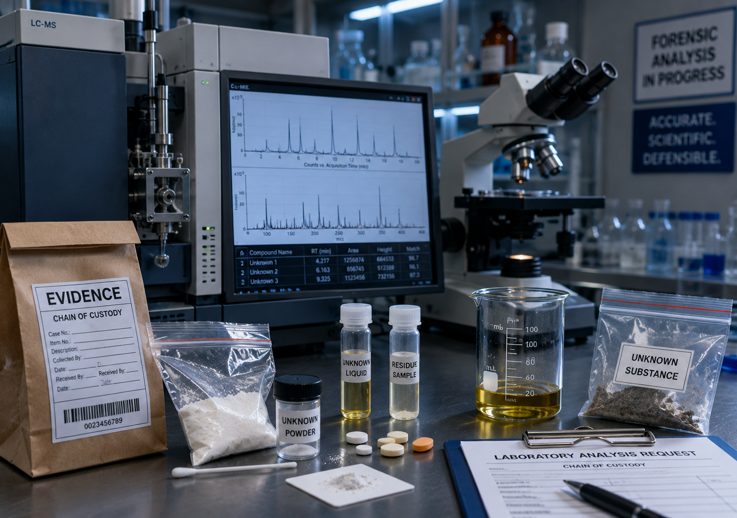 Forensic laboratory evidence analysis in progress blog image